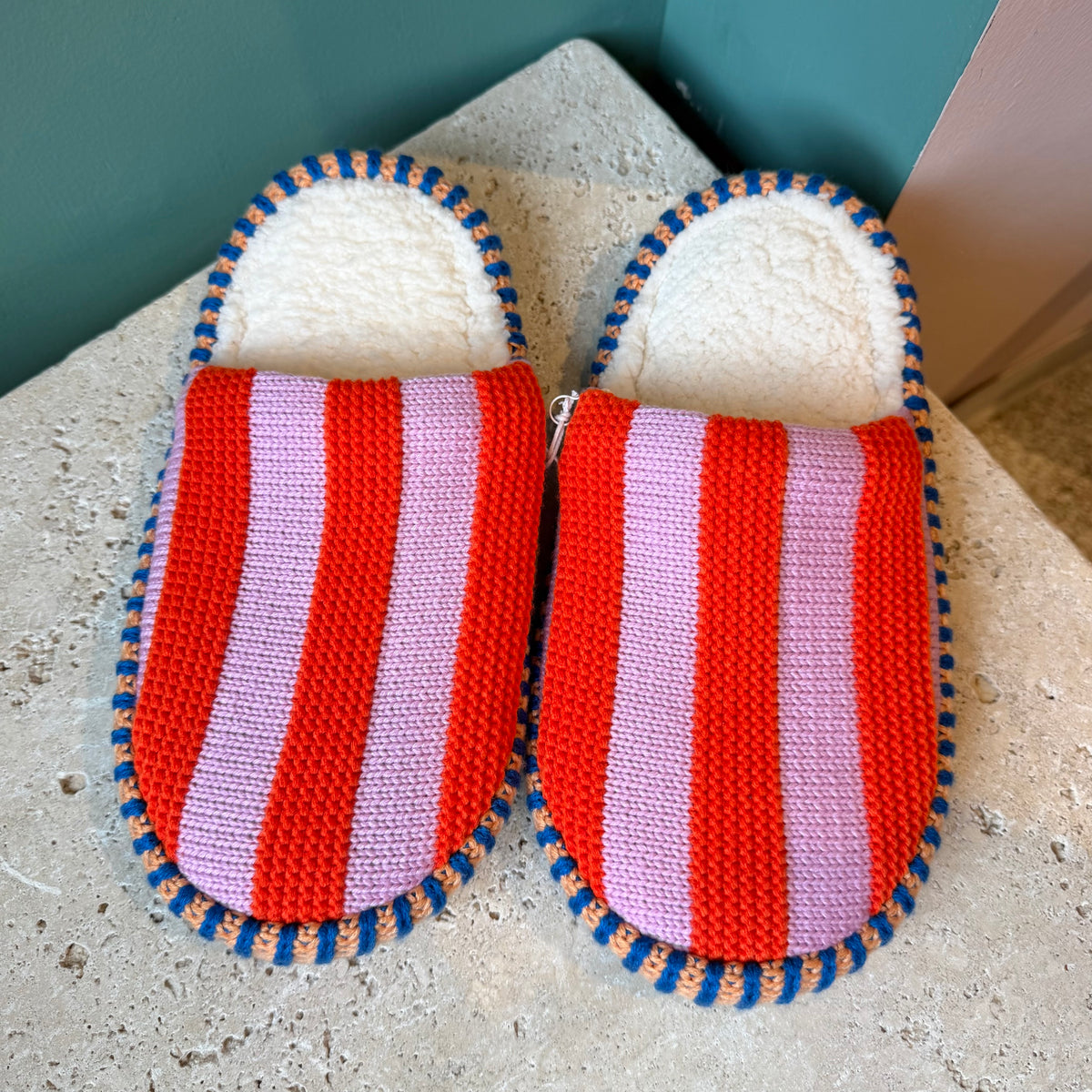 Stripe Slippers by Verloop Knit: Poppy Lilac