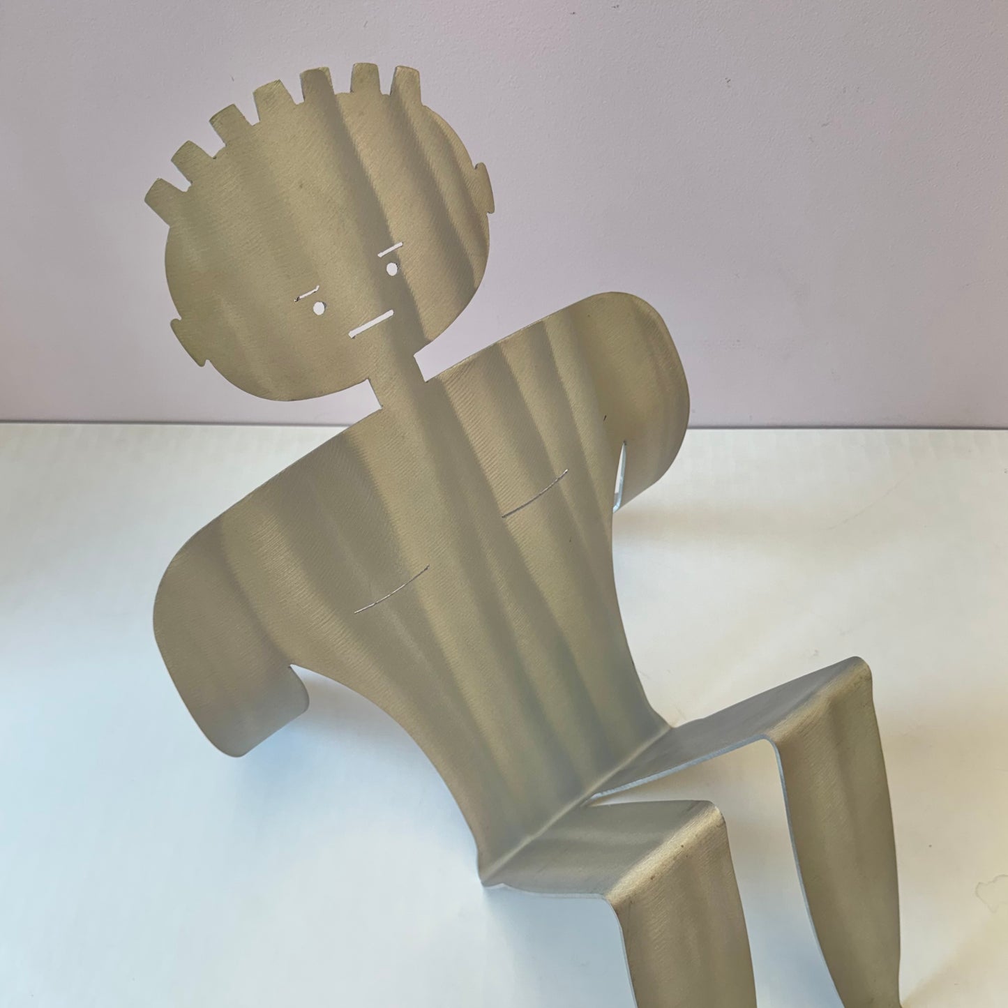 Vintage Postmodern Aluminum Man Magazine Rack by Fred Garbotz
