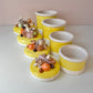 Vintage Set of 4 Seymour Mann Yellow Ceramic Shell Canisters (as is)