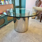Vintage 1970’s Paul Mayan Style Circular Glass and Chrome Base Dining Table