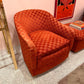 Vintage Dark Orange Checkered Tub Chair by Billy Baldwin for Luten-Clarey-Stern