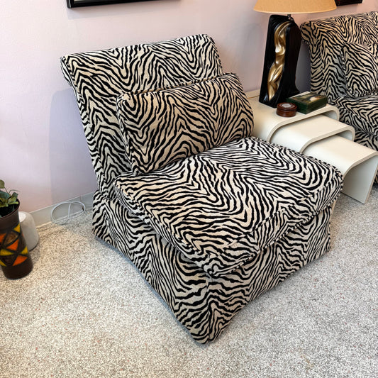 Vintage Velvet Tiger Slipper Chair