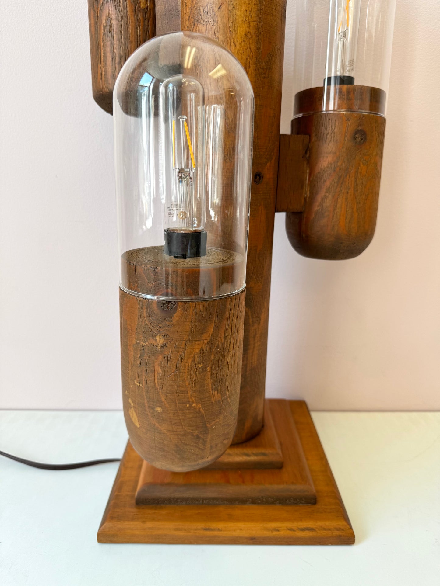 Vintage 1990’s Wooden Modeline Replica Saguaro Cactus Lamp (as is)