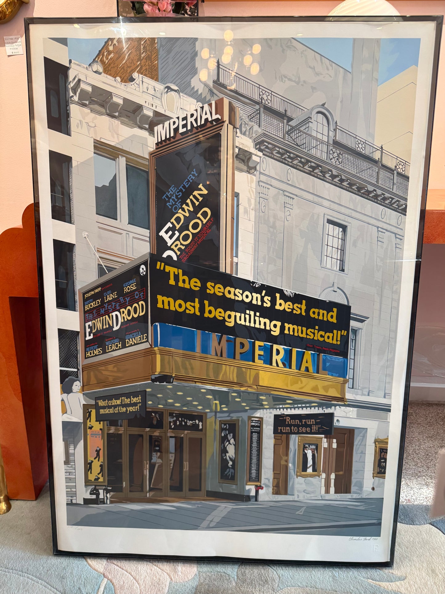 Vintage Signed Limited Edition Screenprint Titled "Imperial Theater - Edwin Drood" by Charles Ford
