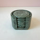Vintage Green Marble Coaster Set and Caddy