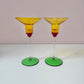 Pair of Vintage Memphis Style Glass Candle Holders 8"