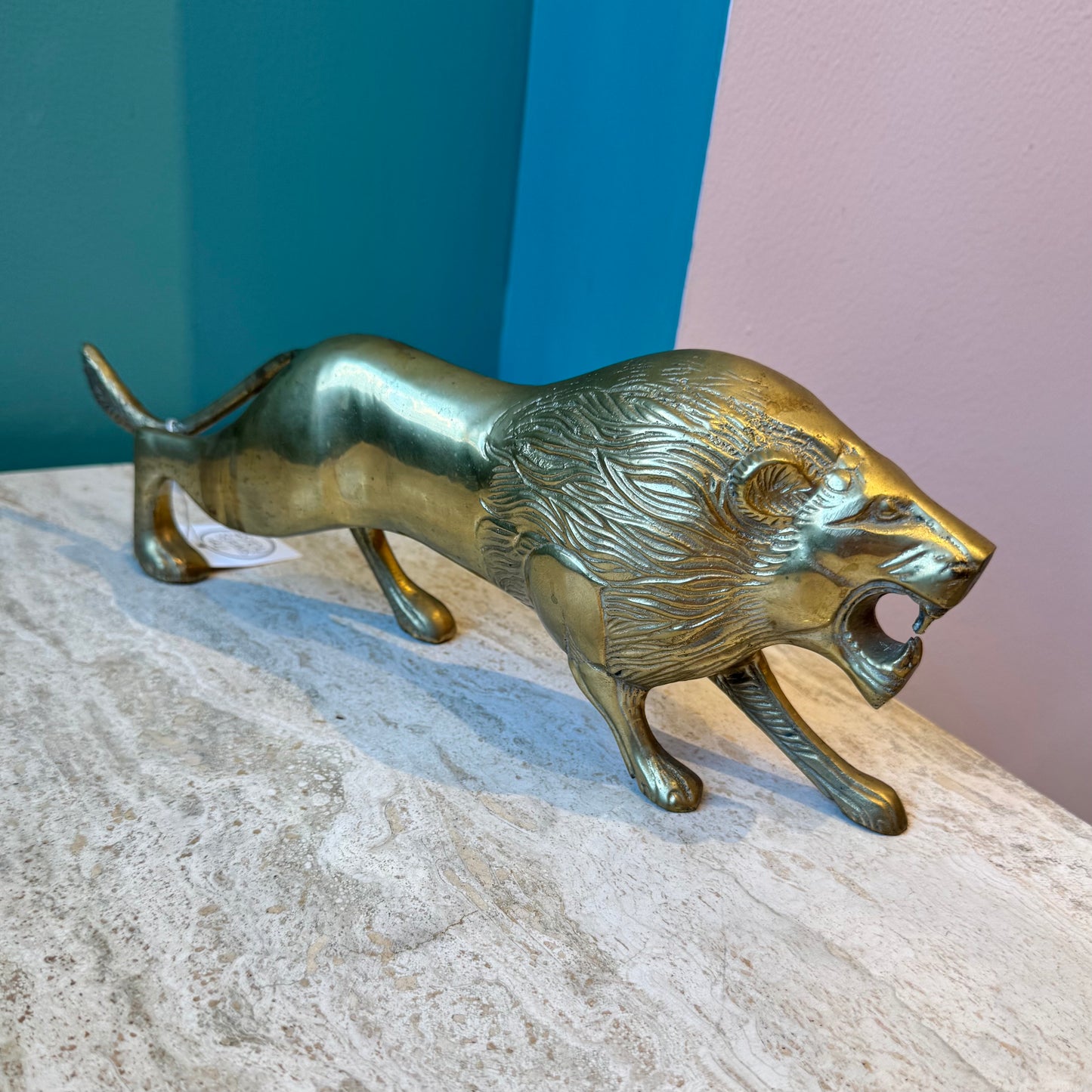 Vintage Brass Lion Statue