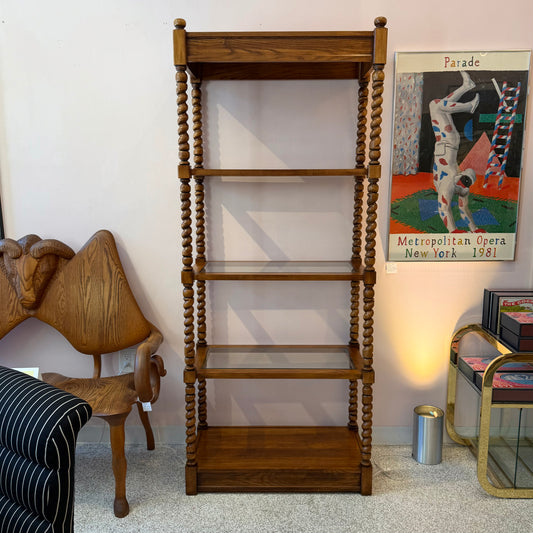Vintage Mid-Century Barley Twist Bookshelf by Brandt Cabinet Works