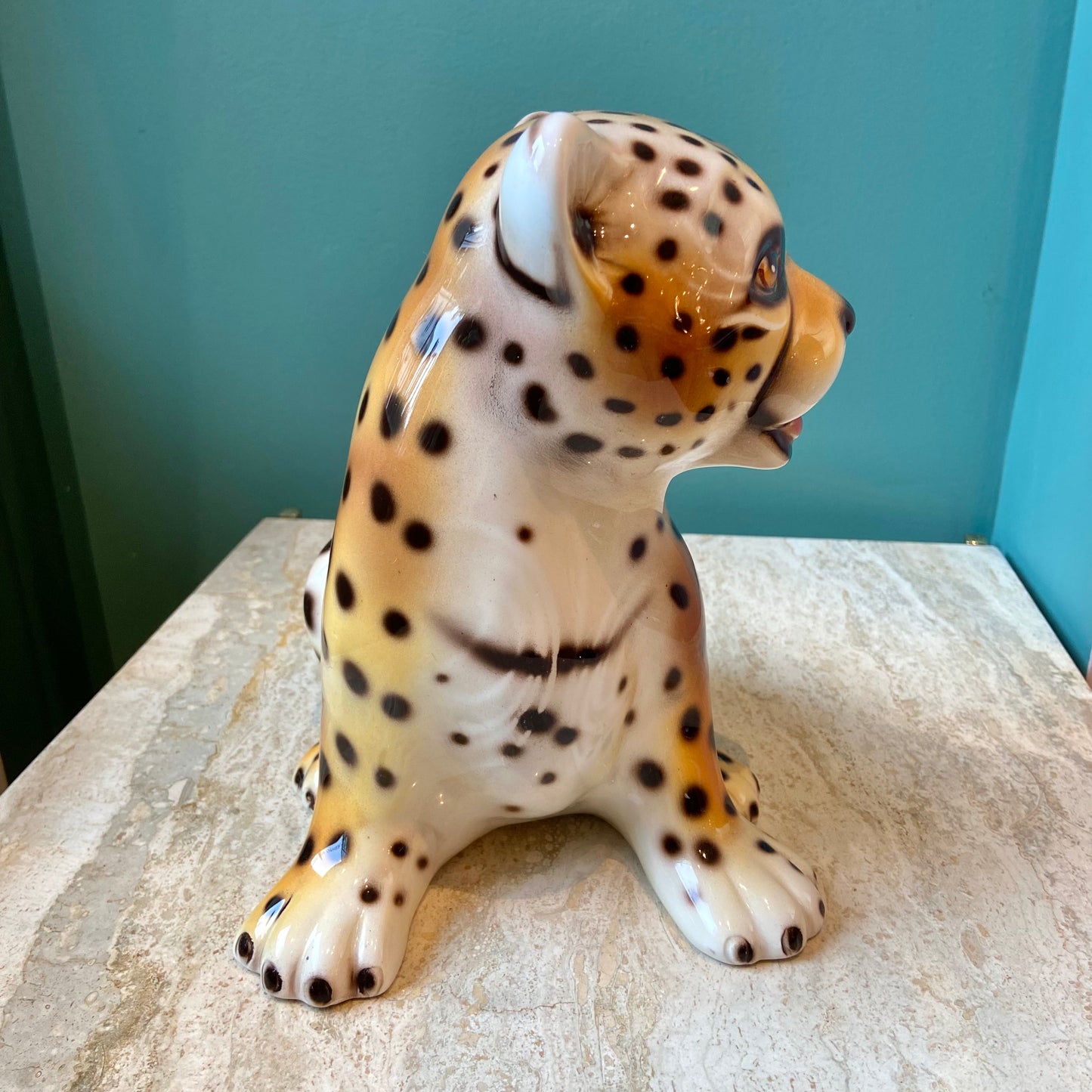 Vintage Italian Cheetah Cub Statue