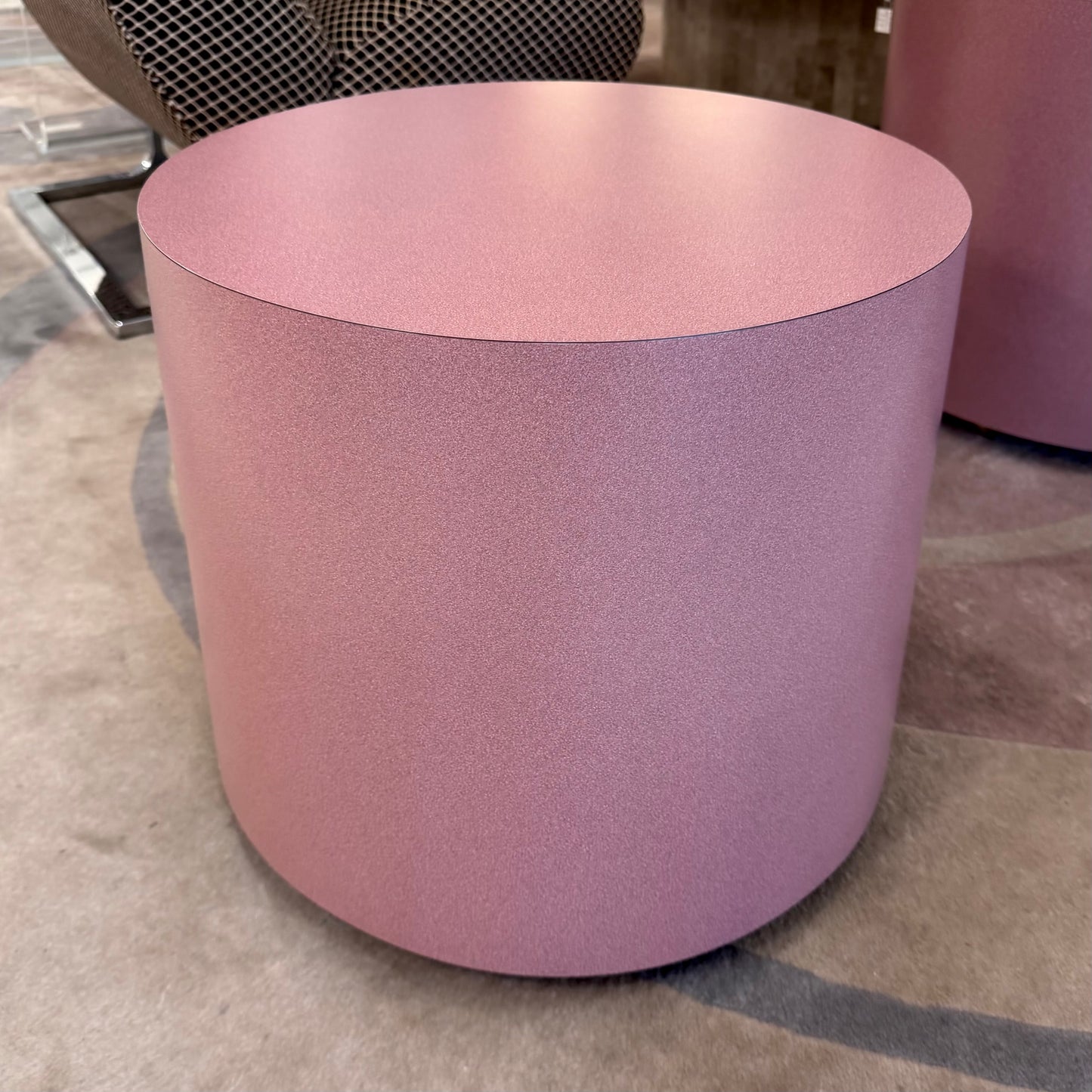 Vintage 1980’s Rolling Mauve Laminate Drum Side Table