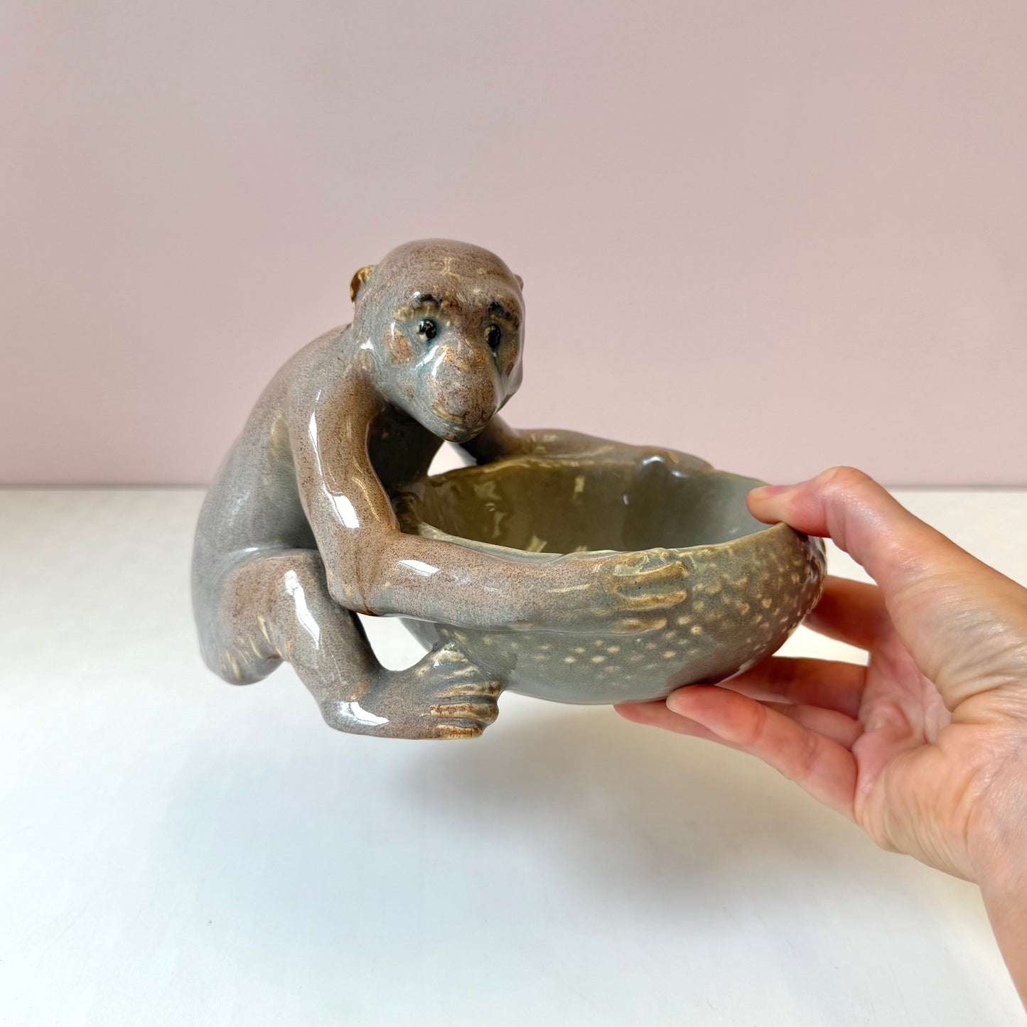 Vintage Glazed Ceramic Monkey Bowl by Villeroy & Boch Merzig
