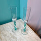 Pair of Vintage Zig Zag Stem Champagne Flutes
