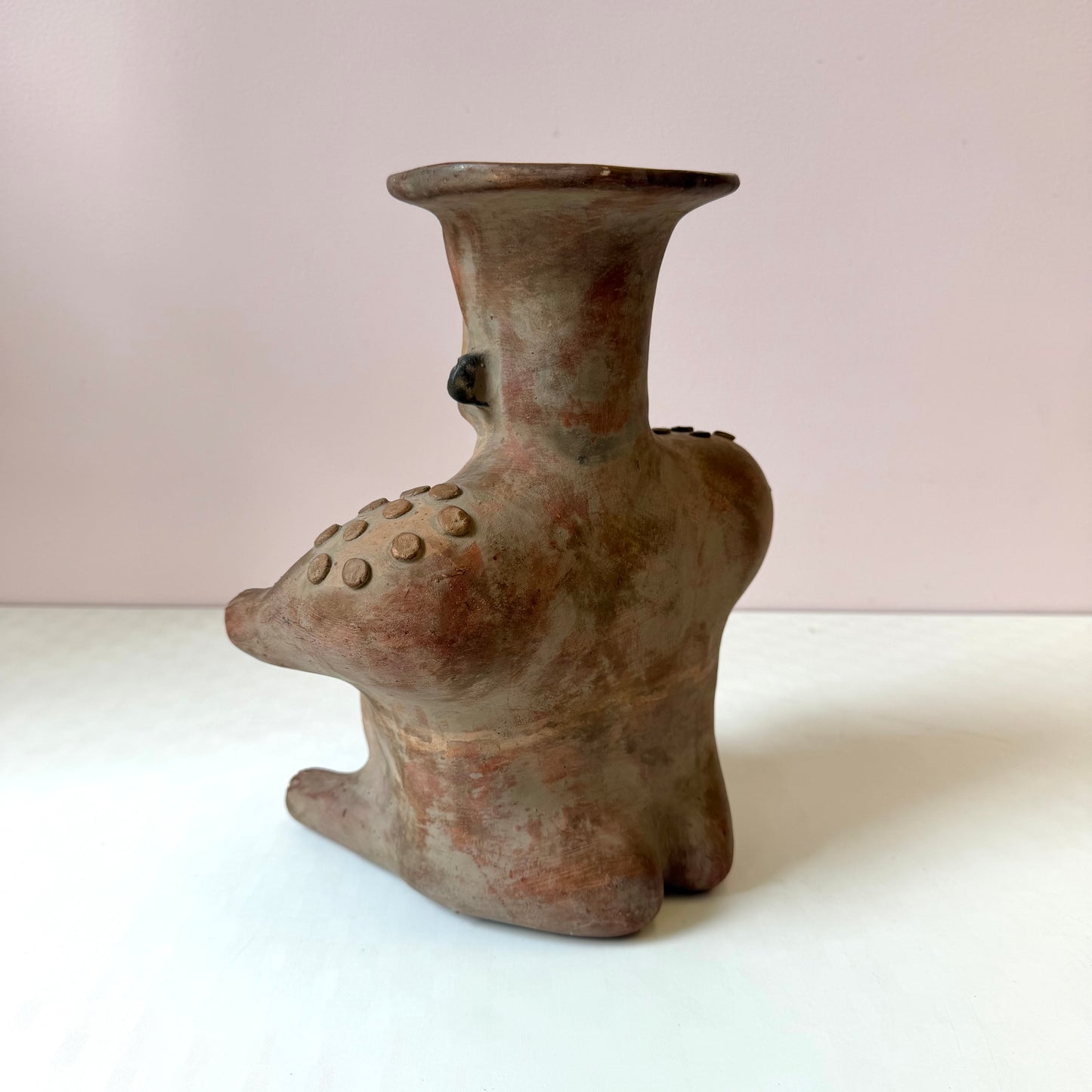 Vintage Handcrafted Mexican Terracotta Figurative Talisman Vessel/Vase