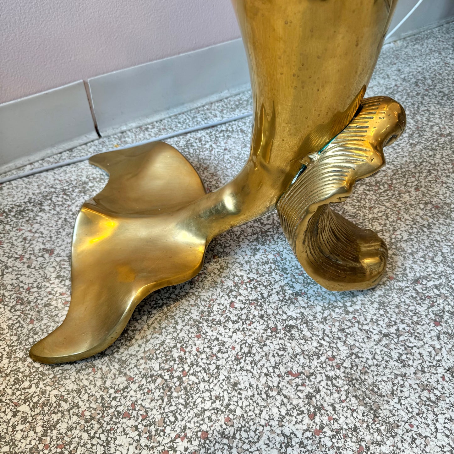 Extra Large Vintage Brass Dolphin Statue