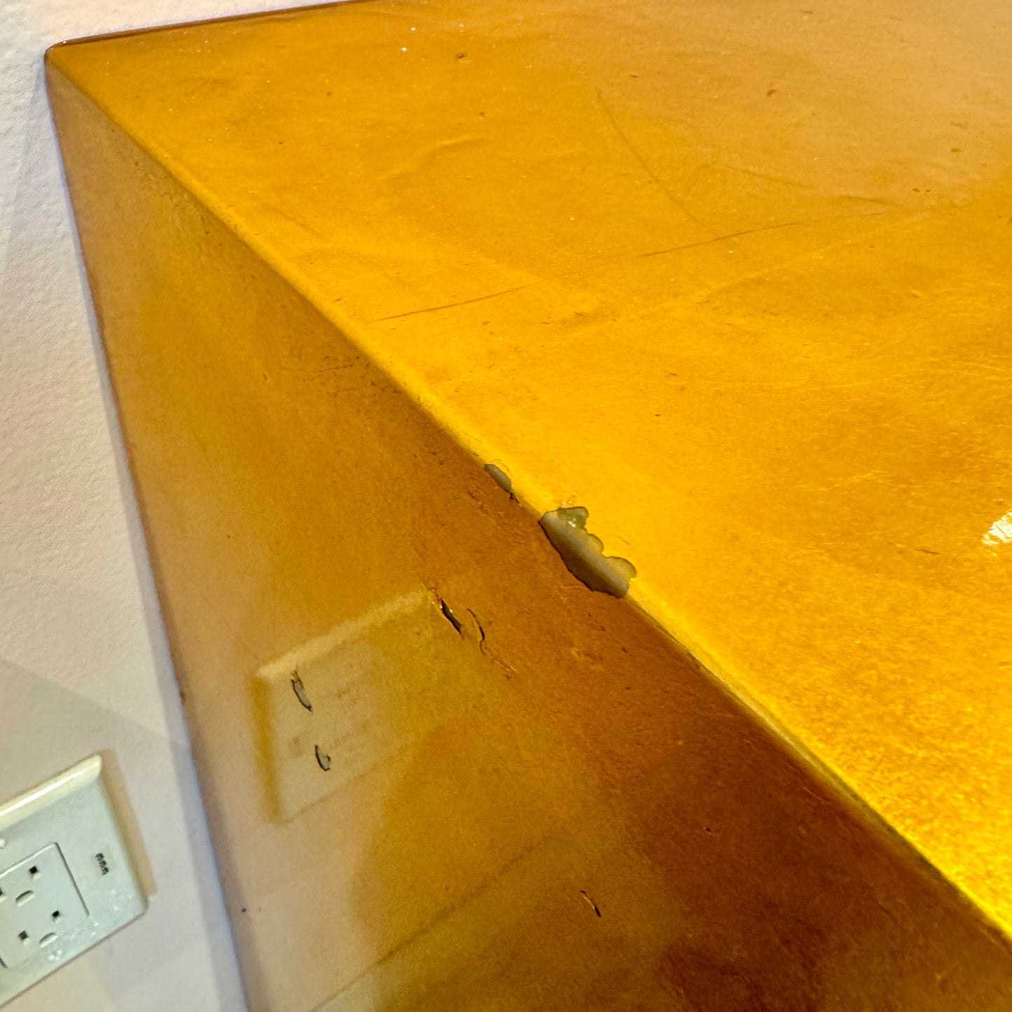 Karl Springer Style Gold Leaf Stepped Console Table