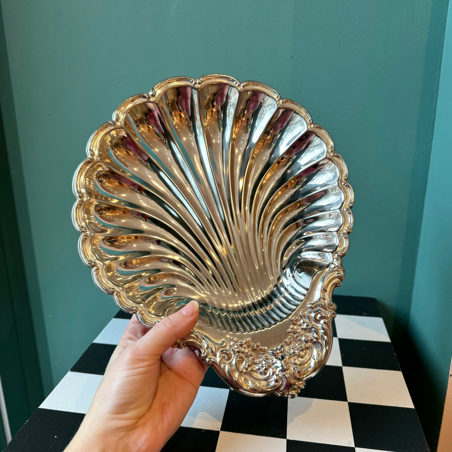 Vintage Silver Plated Shell Catchall Dish