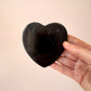Vintage Set of 6 Black Marble Heart Coasters in Caddy