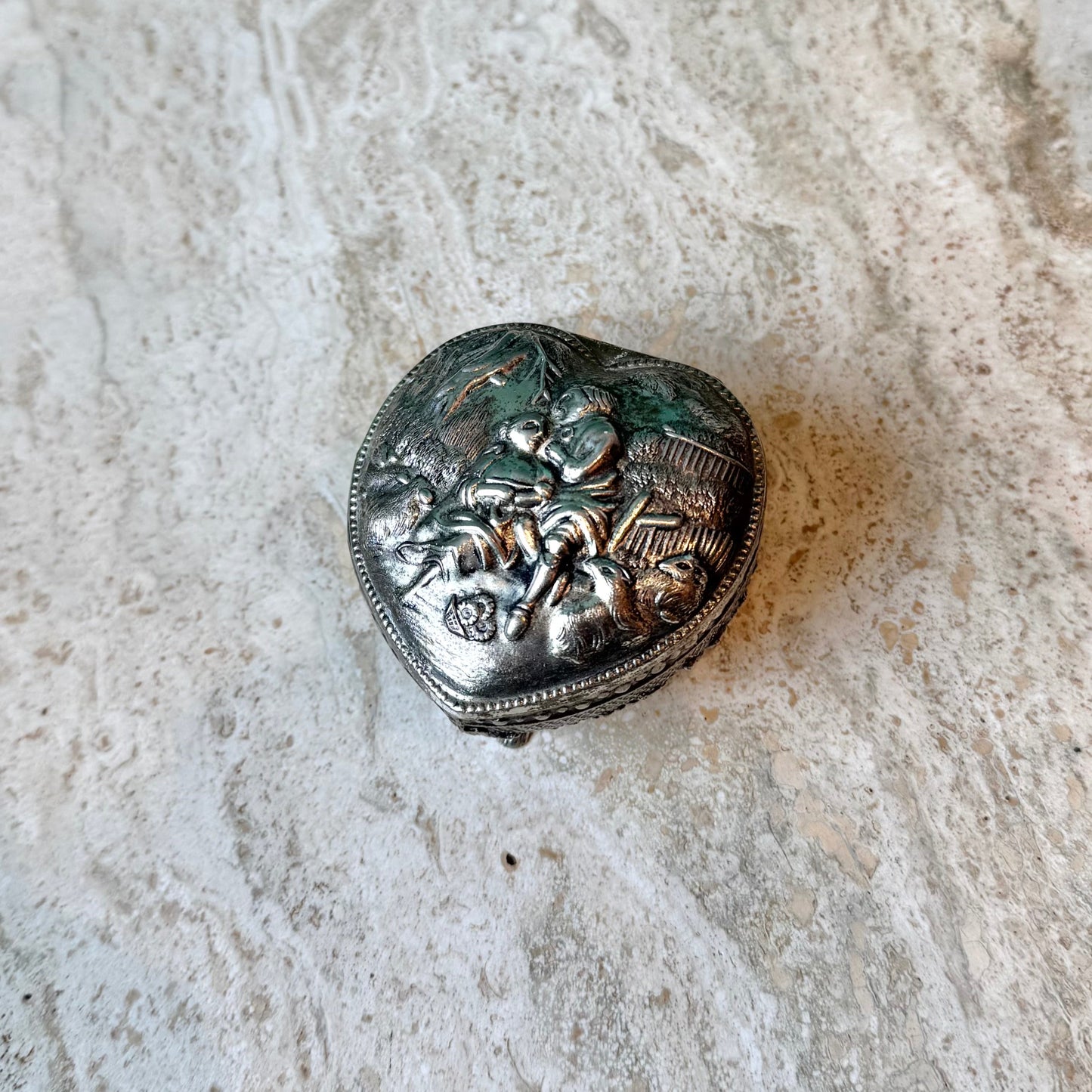 Vintage Silver Plated Heart Shaped Trinket Box