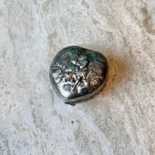 Vintage Silver Plated Heart Shaped Trinket Box