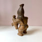 Vintage Mid-Century Aztec Style 'Warrior/Hunter Holding Bird' Clay Pottery Vase