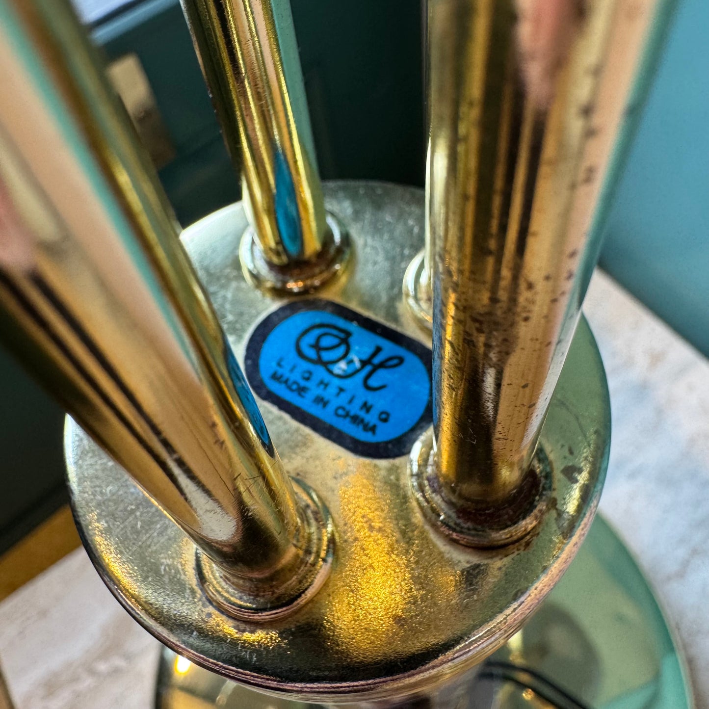Vintage Five-Headed Brass Table Lamp