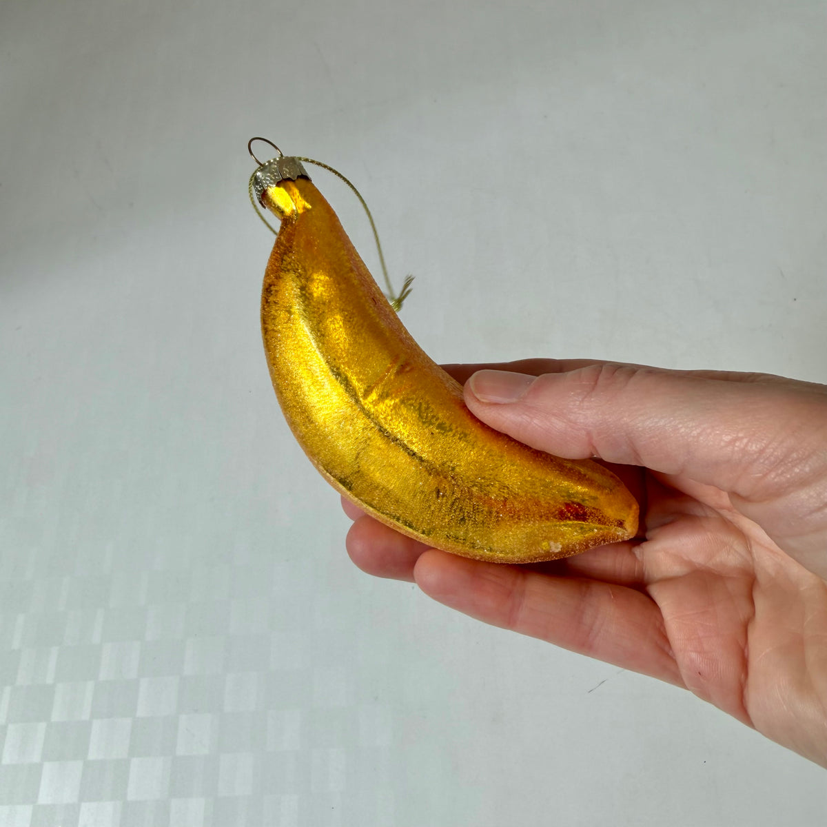 Gold Banana Glass Ornament