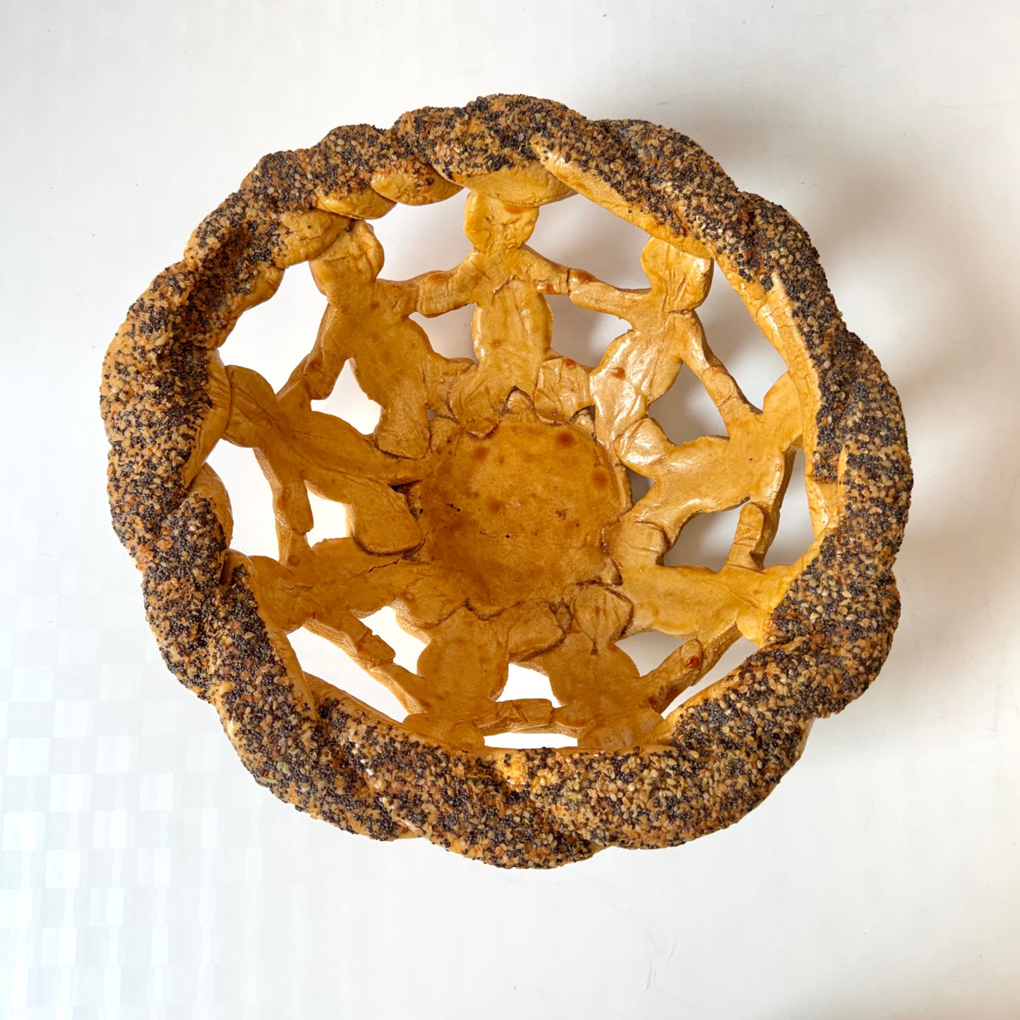 Vintage Poppyseed Salt Dough Bagel Bread Bowl