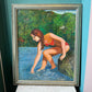 Vintage Original Framed “Bather” Artwork