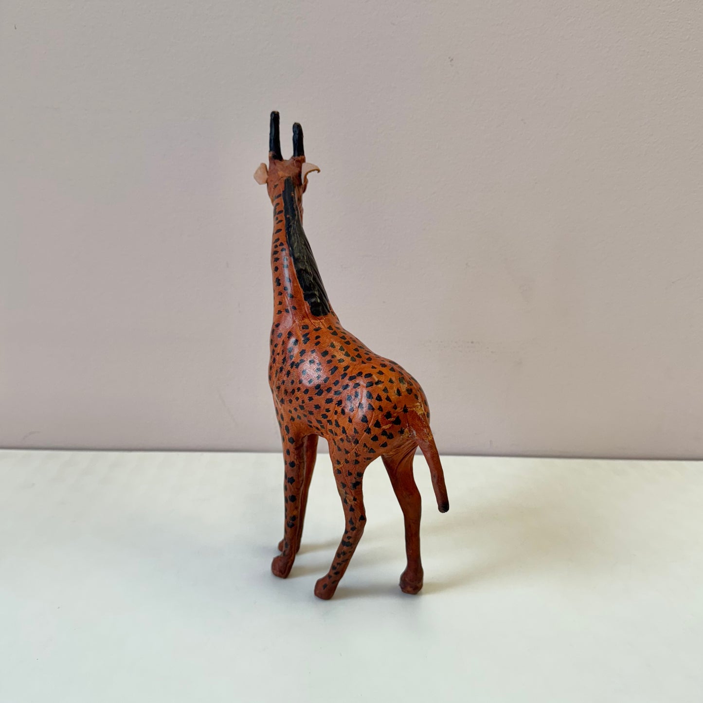 Vintage Leather Giraffe Statue