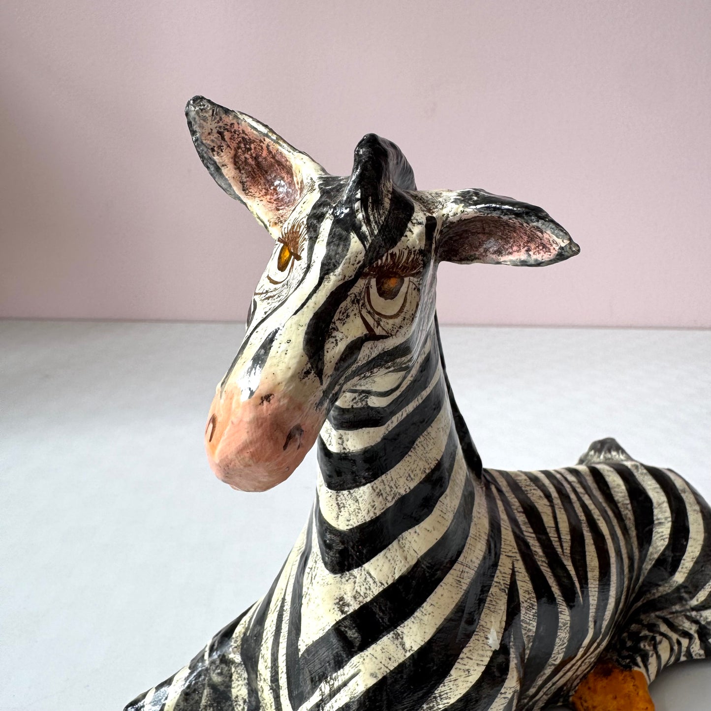 Vintage Paper Mache Zebra Statue