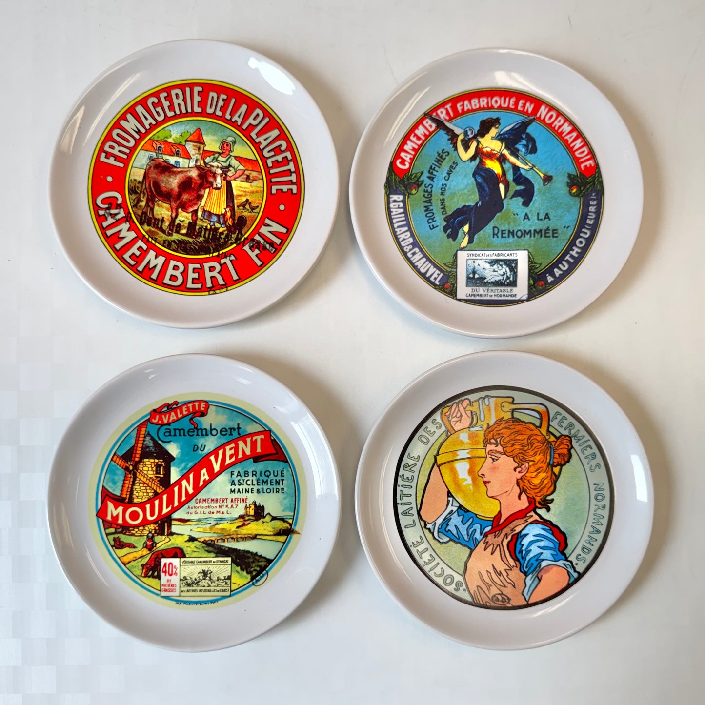 Vintage Set of 4 French Cheese Plates