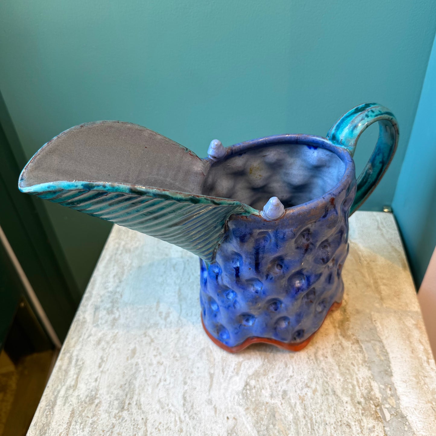 Large Vintage Studio Pottery Pitcher signed Flyn