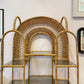 Vintage Wicker Rattan Etagere with Smoked Glass
