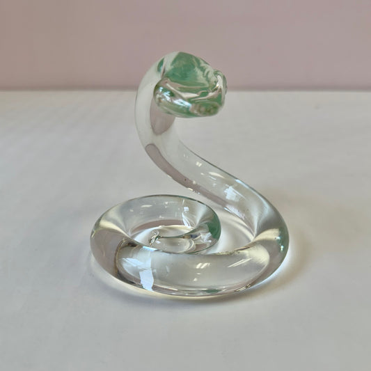 Vintage Baccarat Style Crystal Coiled Snake Figurine Paperweight