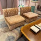 Vintage Champagne Velvet Slipper Chair by Carson's