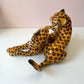 Vintage Mid-Century Ceramic Fighting Leopards Sculpture (as is)
