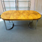 Vintage Milo Baughman Style Extendable Oval Burl and Chrome Dining Table