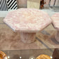 Vintage Set of 3 Pale Pink Octagonal Faux Stone Nesting Tables