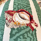 Vintage Green Stripe Shell Upholstered Armchair/item