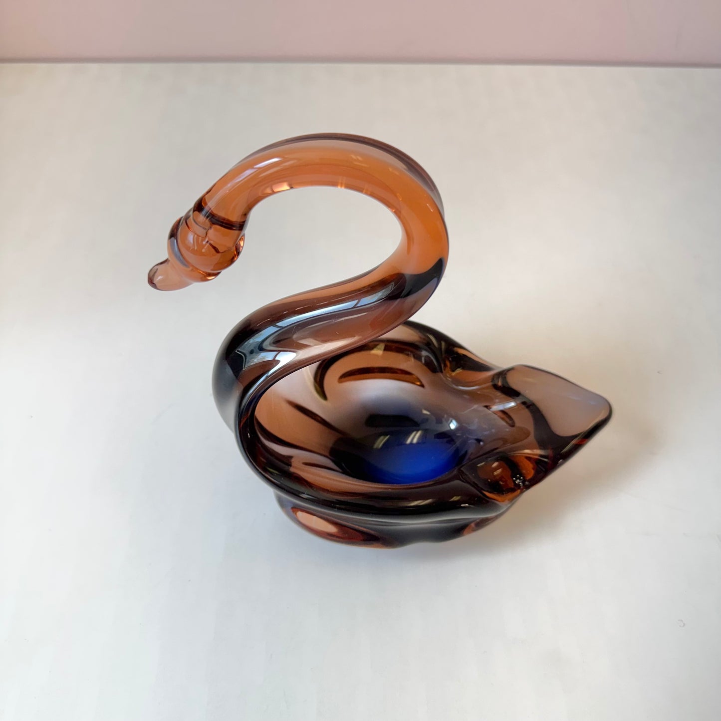 Vintage Murano Glass Style Swan Catchall Dish