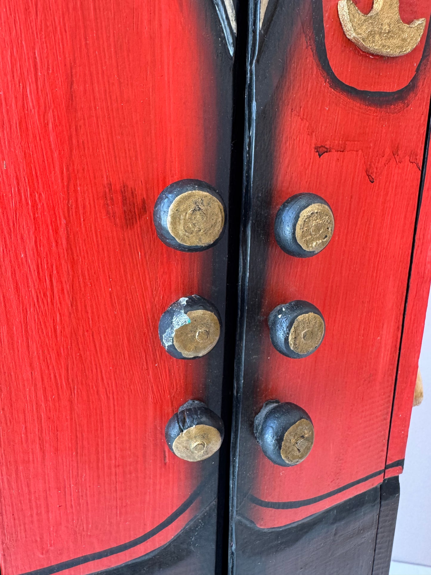 Vintage Folk Art Wooden Captain Cabinet