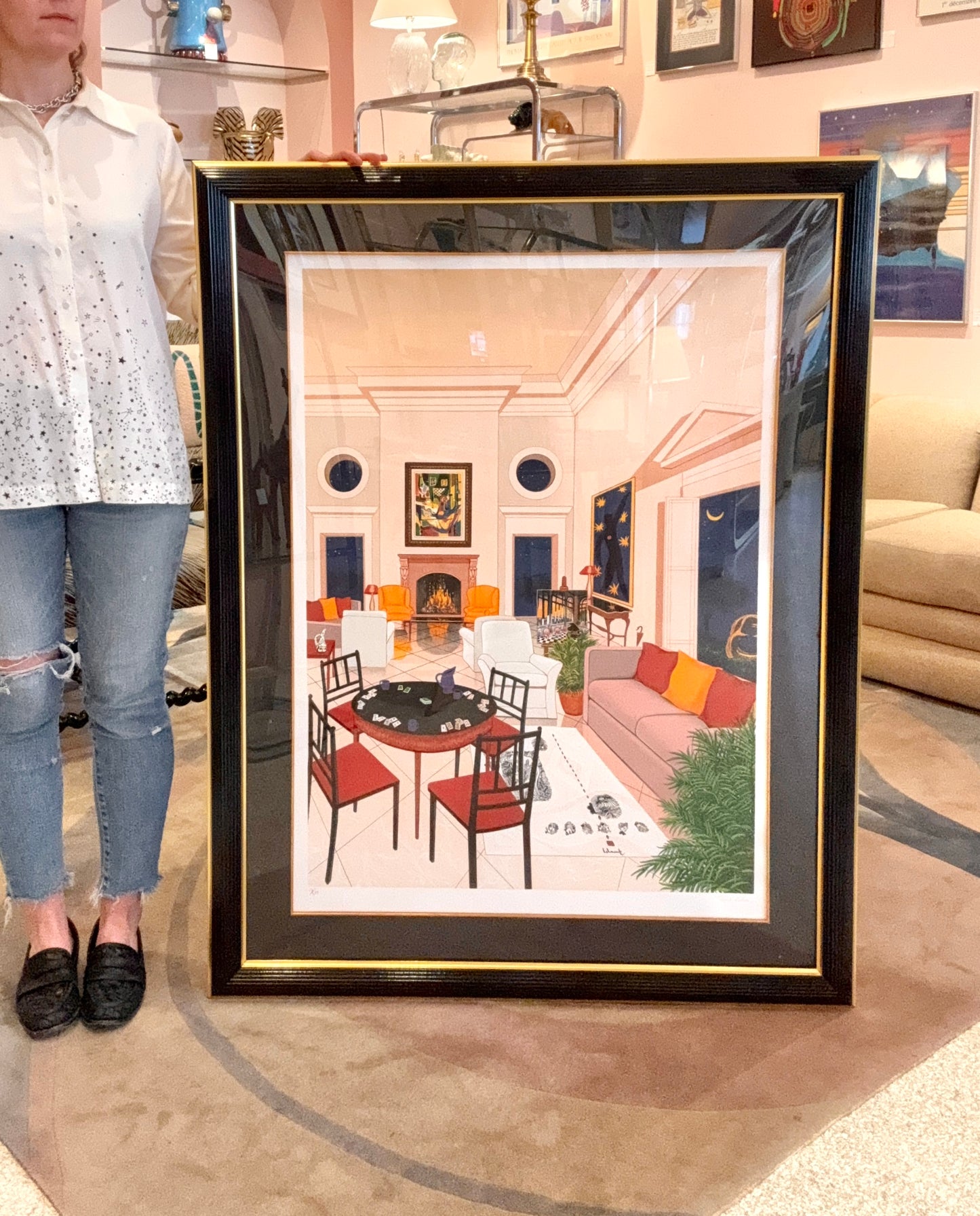 Vintage Limited Edition Signed Lithograph Titled "Le Salon Matisse" by Fanch (Francois Ledan)