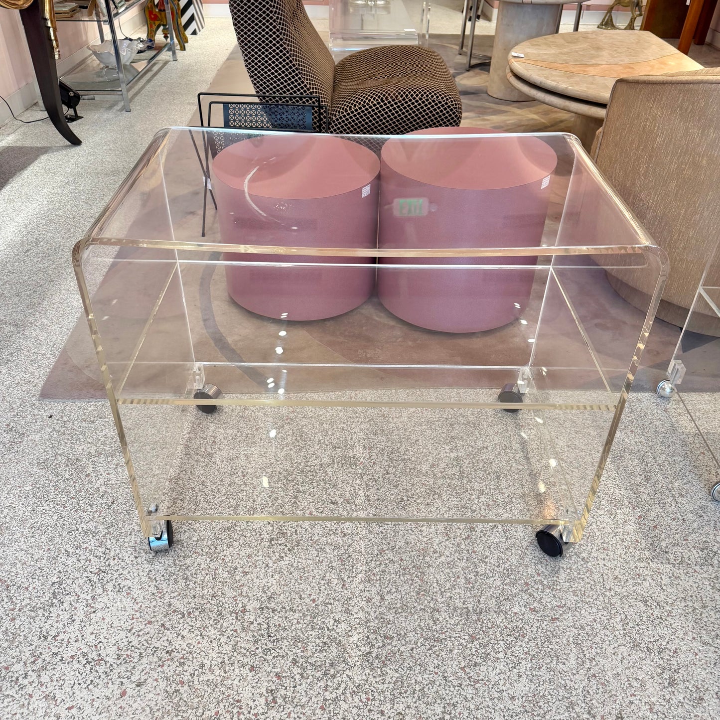 Vintage Lucite Waterfall Rolling Cart/Shelf