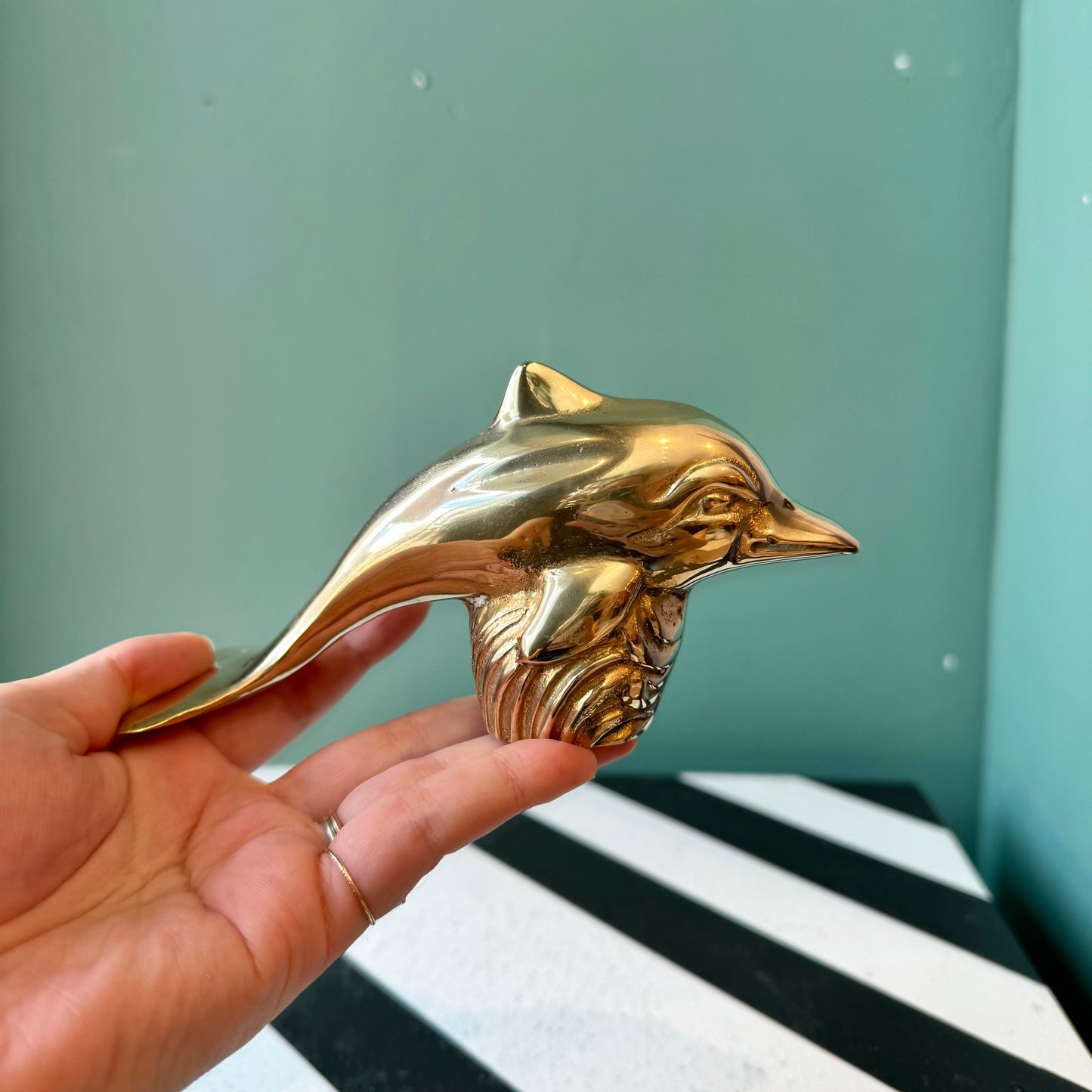 Small Vintage Brass Dolphin Figurine