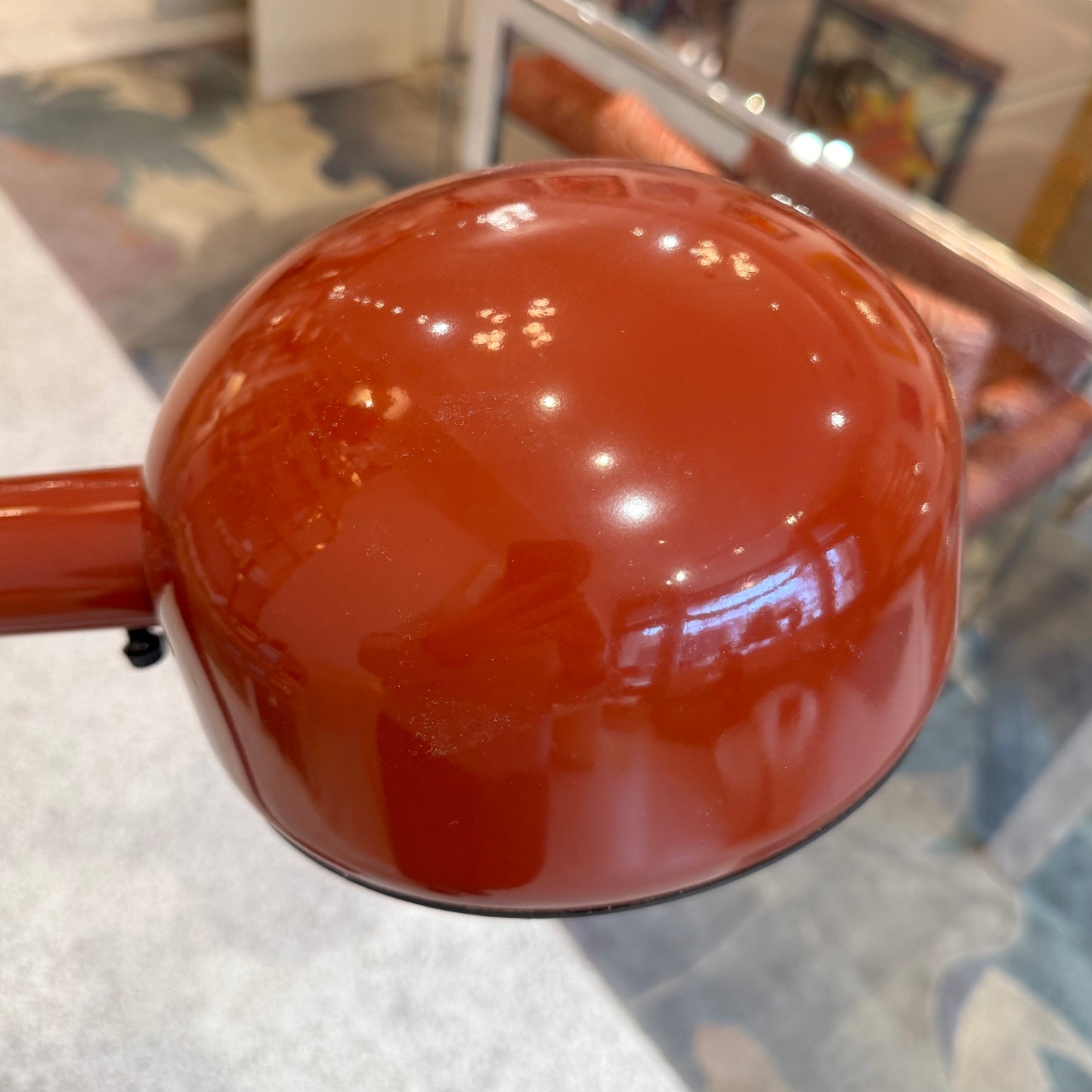 Vintage Postmodern Lightolier Style Red Gooseneck Floor Lamp