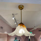 Vintage Two Tone Mazzega Style Glass Pendant Light Fixture