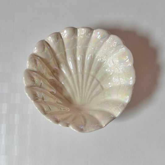 Vintage Small Opalescent Ceramic Shell Bowl