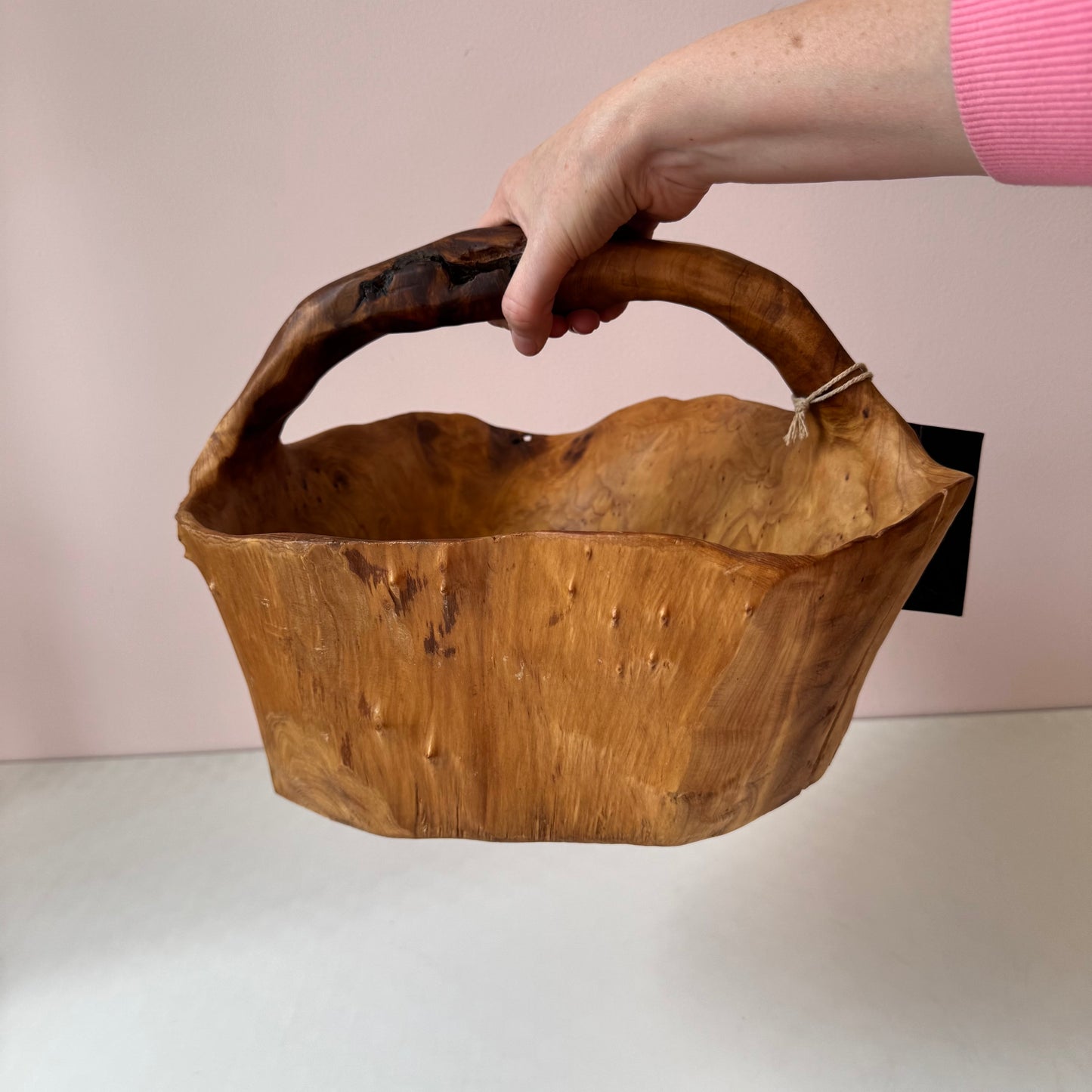 Vintage Hand-Crafted Live Edge Carved Wooden Root Bowl