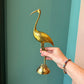 Vintage Pair of Brass Etched Cranes