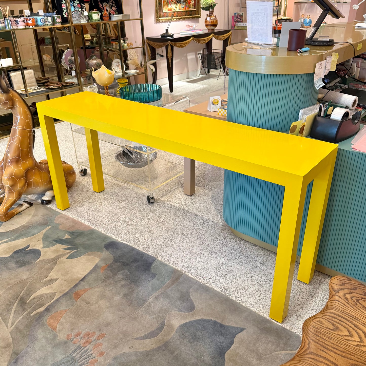 Vintage Yellow Laminate Console Table by Milo Baughman for Thayer Coggin